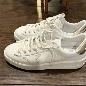 Golden Goose White and gold pure star  Athletic Shoes